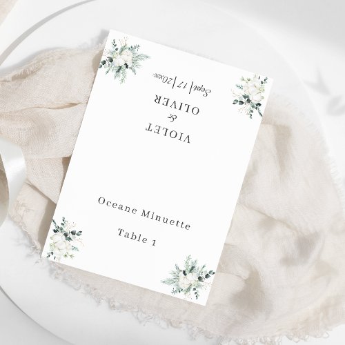 Eucalyptus Cotton  White Modern Wedding Foldable Table Number