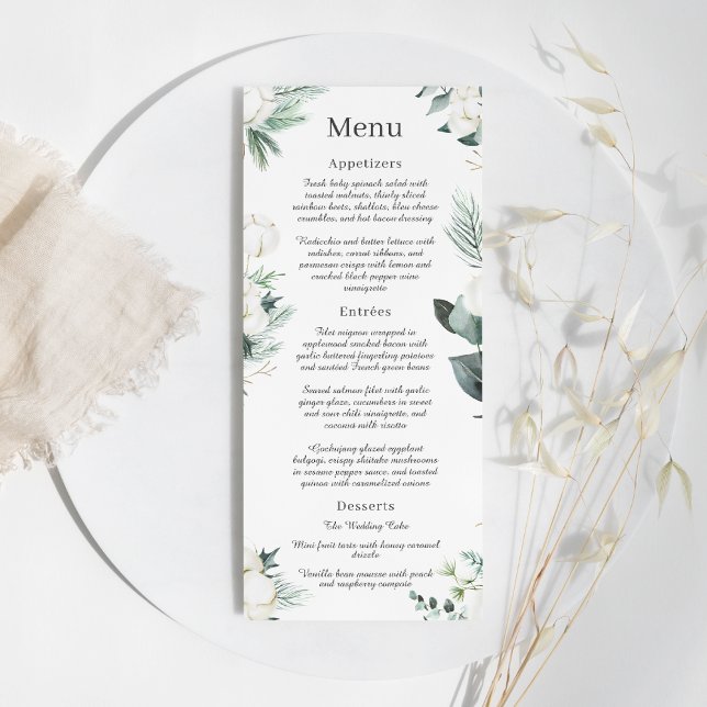 Eucalyptus Cotton | White Modern Wedding Menu (Creator Uploaded)