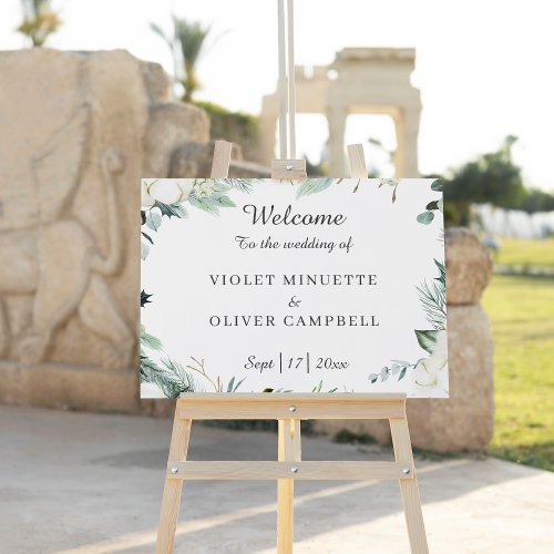 Eucalyptus Cotton  White Modern Welcome Sign