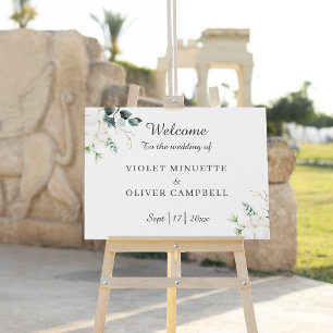 Eucalyptus Cotton White Modern Welcome Sign v2