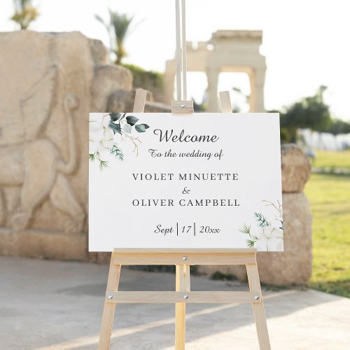 Eucalyptus Cotton  White Modern Welcome Sign v2