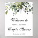 Eucalyptus Couple Shower Welcome Poster Sign at Zazzle