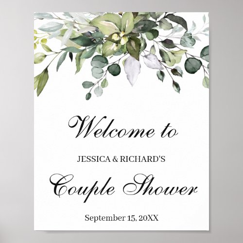 Eucalyptus Couple Shower Welcome Poster Sign