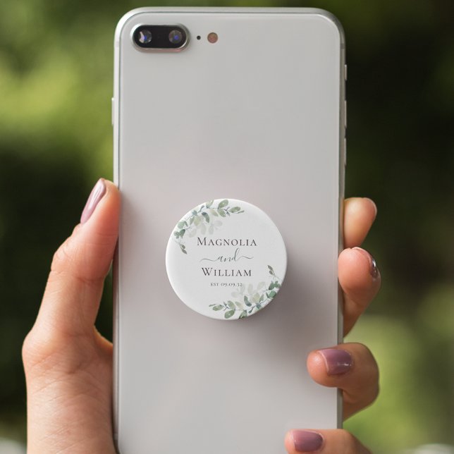 Eucalyptus Couple's Monogram PopSocket (Creator Uploaded)