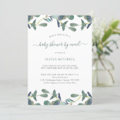 Eucalyptus Crest Green Leaves Baby Shower By Mail Invitation (Standing Front)