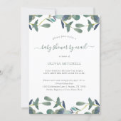 Eucalyptus Crest Green Leaves Baby Shower By Mail Invitation (Front)