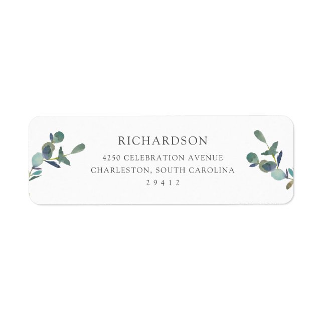 Eucalyptus Crest | Simple Watercolor Wedding Label (Front)