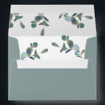 Eucalyptus Crest | Wedding Envelope<br><div class="desc">These simple and trendy wedding envelopes feature a eucalyptus green background with your names in trendy,  white handwritten script. The inside of the envelope features several lovely watercolor eucalyptus branches on white. The envelopes are made to coordinate perfectly with our "Eucalyptus Crest | Watercolor" wedding collection.</div>