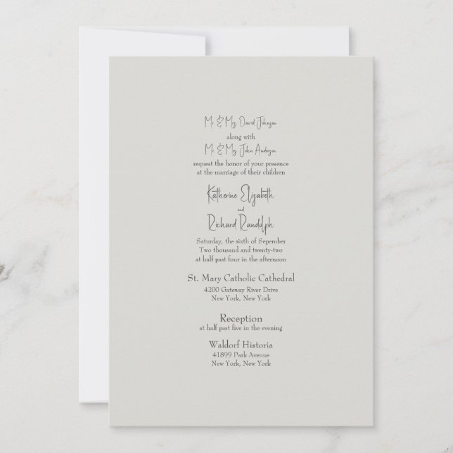 Eucalyptus Cross Beige Church Wedding  Invitation (Front)