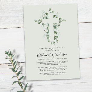 Eucalyptus Cross Celebration of Life Memorial Invitation