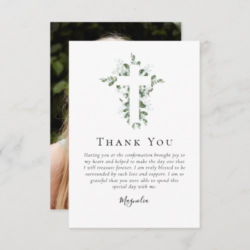 Eucalyptus Cross  Confirmation  Thank You Card