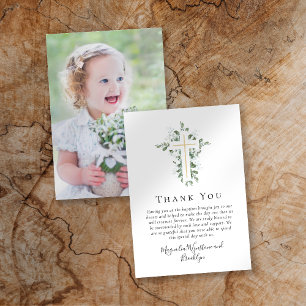 Eucalyptus Cross Photo Baptism  Note Card