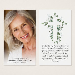 Eucalyptus Cross Photo Memorial Prayer Card