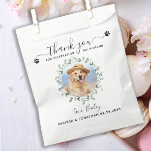 Eucalyptus Custom Pet Photo Thank You Dog Wedding Favor Bag