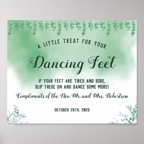 Eucalyptus Dancing Feet Flip Flops Wedding Sign