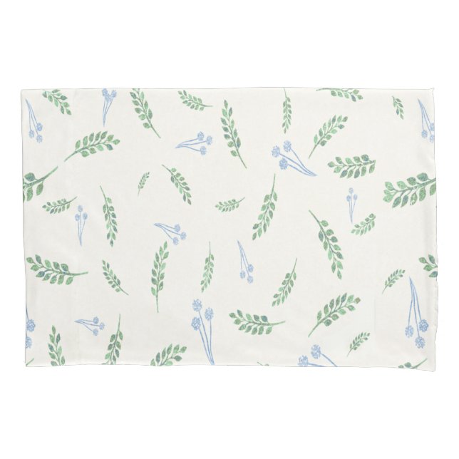 Eucalyptus & Dandelions Botanical Pattern Pillow Case (Front)