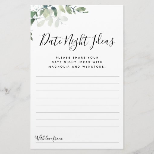 Eucalyptus Date Night Ideas Cards Zazzle 