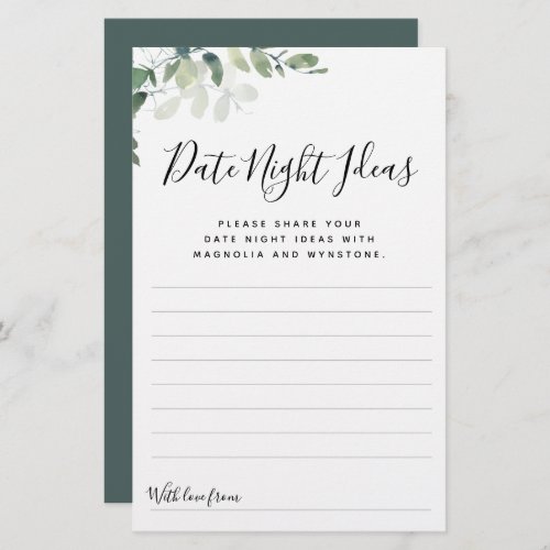 Eucalyptus Date Night Ideas Cards