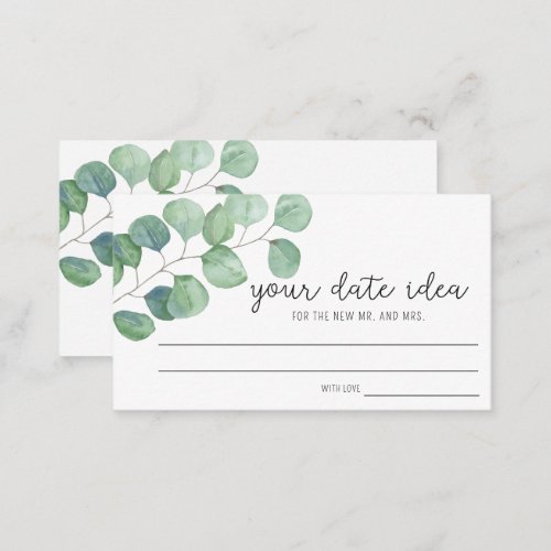 Eucalyptus _ Date night ideas  Date jar Enclosure Card