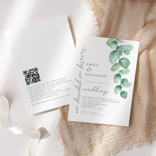Eucalyptus Decided on Forever QR Code Wedding Invitation