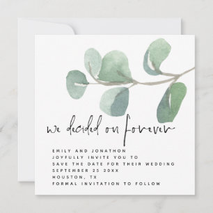 Eucalyptus Decided on Forever Save the Date Note Card