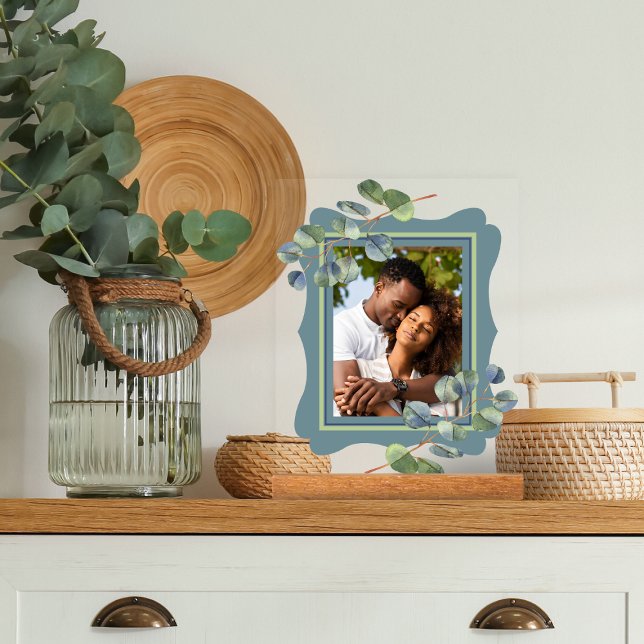Eucalyptus Deco Frame Photo Frame Blue Acrylic Sign (Room Decor)