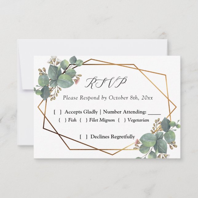 Eucalyptus diagonal frame RSVP Card (Front)