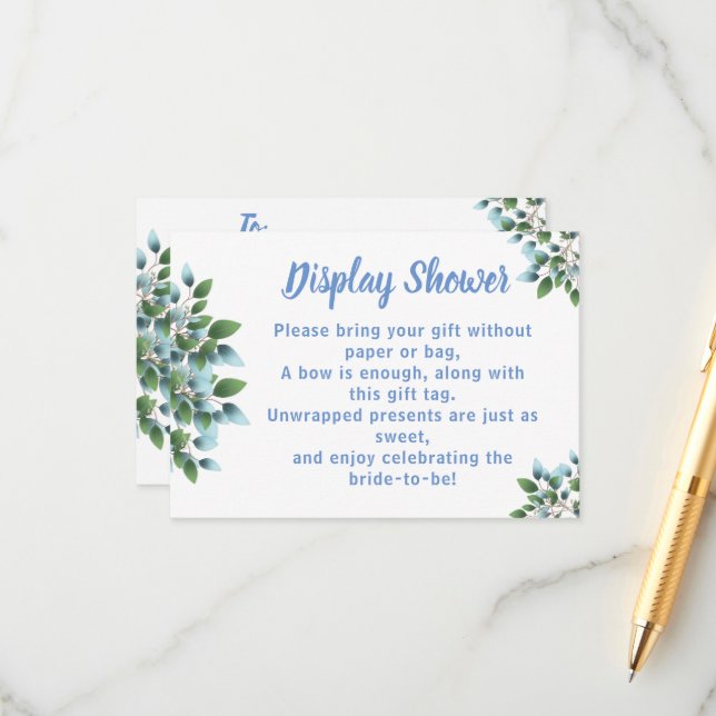 Eucalyptus Display Bridal Wedding Shower Enclosure Card (Front/Back In Situ)