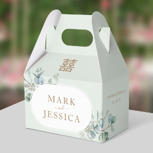 Eucalyptus Double Happiness Wedding Thank You Favor Boxes