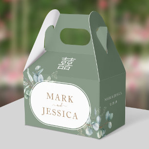 Eucalyptus Double Happiness Wedding Thank You Favor Boxes