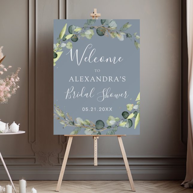 Eucalyptus Dusty Blue Floral Bridal Shower  Foam Board (Creator Uploaded)