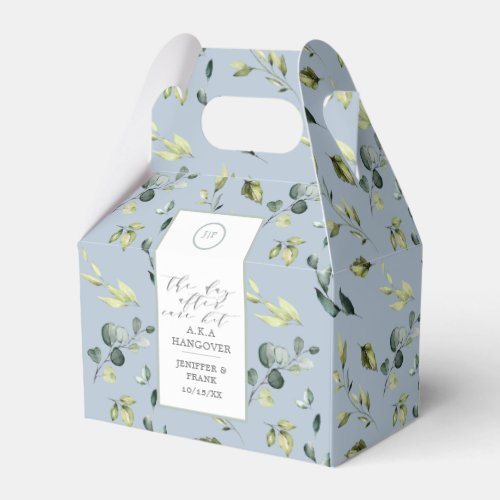 Eucalyptus Dusty Blue Hangover Kit Wedding Party Favor Boxes