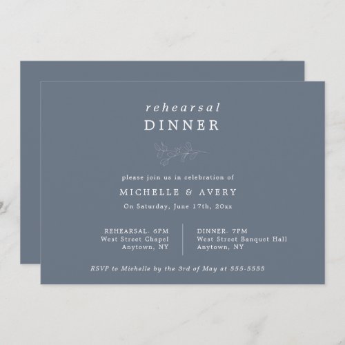 Eucalyptus Dusty Blue Rehearsal Dinner Invitation