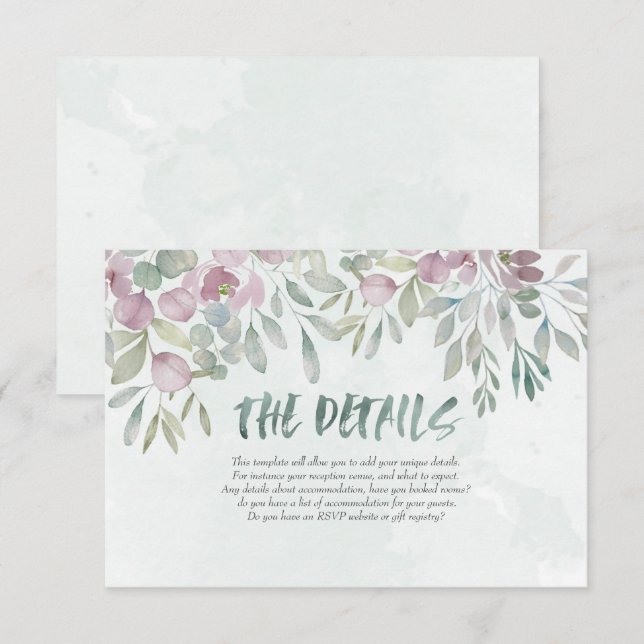 Eucalyptus dusty blue watercolor Greenery  Enclosure Card (Front/Back)