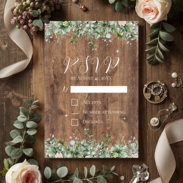 Eucalyptus Dusty Rose RSVP Card | Greenery Floral (Creator Uploaded)