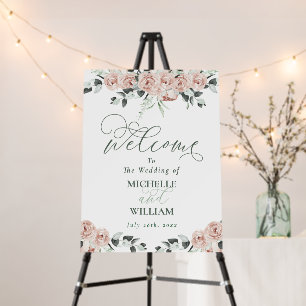 Eucalyptus Dusty Roses Greenery Wedding Welcome Foam Board