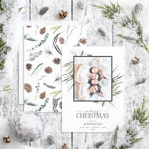 Eucalyptus Dusty Winter Merry Christmas Photo Holi Holiday Card