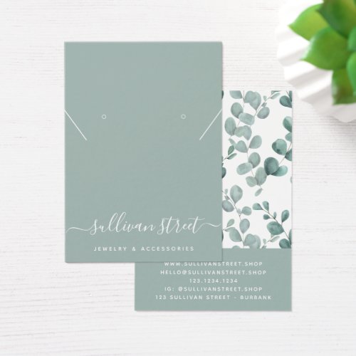 Eucalyptus Earrings Necklace Display Card