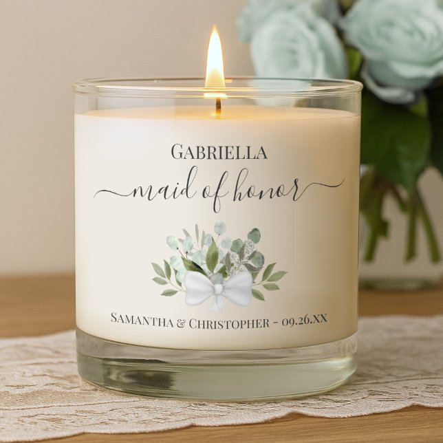 Eucalyptus Elegant Boho Maid of Honor Wedding Gift Scented Candle (Creator Uploaded)