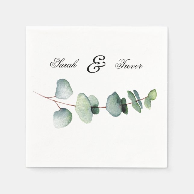 Eucalyptus Elegant Botanical Wedding  Napkins (Front)