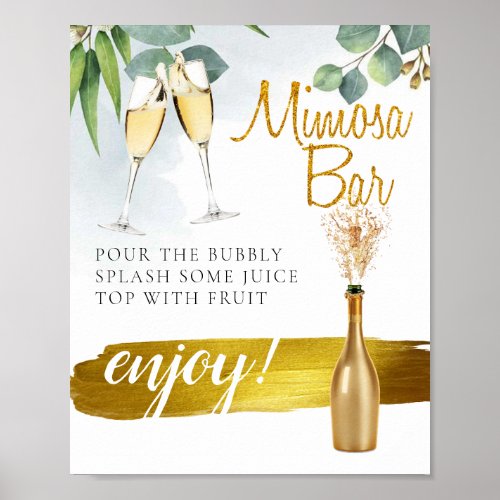 Eucalyptus Elegant Bridal Brunch Mimosa Bar Sign
