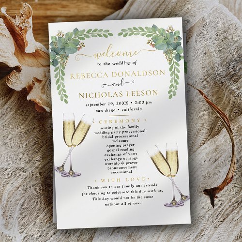 Eucalyptus Elegant Calligraphy Wedding Program
