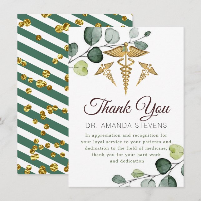 Eucalyptus Elegant Doctor | Nurse Thank You Card (Front/Back)