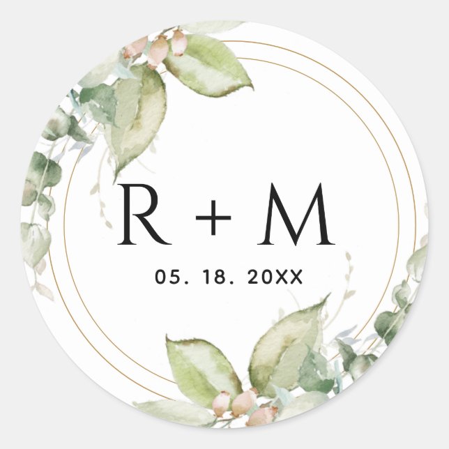 Eucalyptus Elegant Greenery Envelope Seal / Favor (Front)