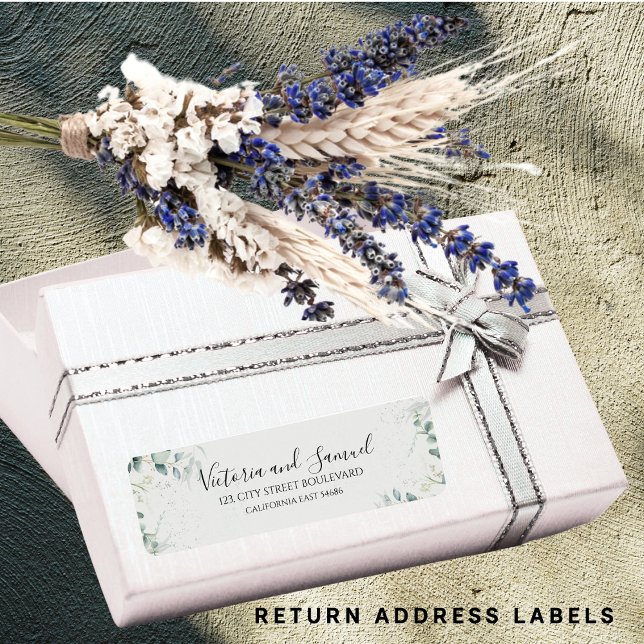  Eucalyptus elegant greenery leaves return address Label (Creator Uploaded)