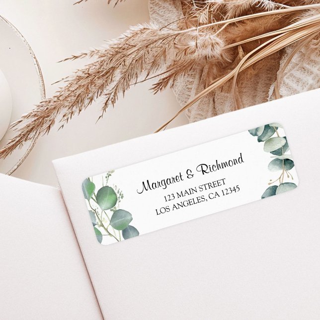 Eucalyptus Elegant Greenery Wedding Return Address Label (Creator Uploaded)