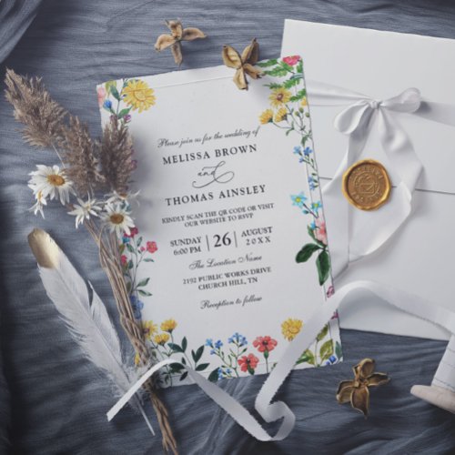 Eucalyptus Elegant Modern Budget QR Code Wedding Invitation