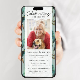 Eucalyptus Elegant Photo Funeral Digital Evite Invitation