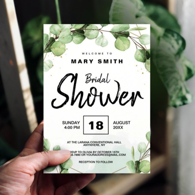 Eucalyptus Elegant Rustic Simple Bridal Shower Invitation (Eucalyptus Elegant Rustic Simple Bridal Shower Invitation, Bridal Brunch, Wedding Shower)