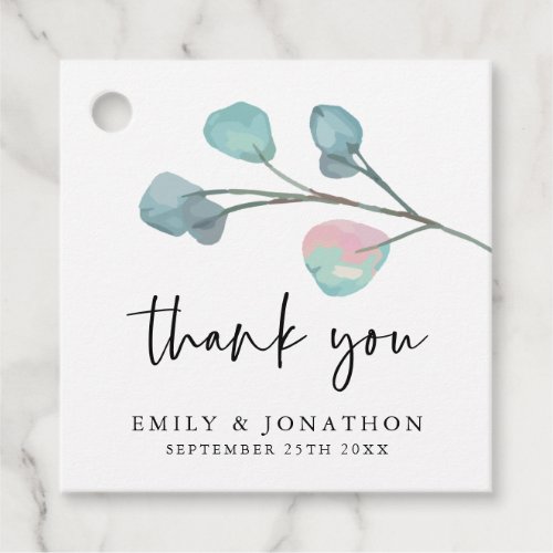 Eucalyptus Elegant Script Thank You Favor Tags